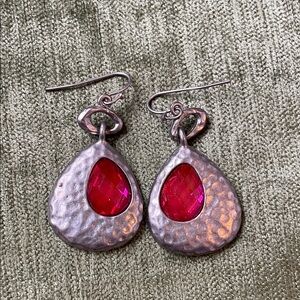 Silver Earrings with Hot Pink Accents